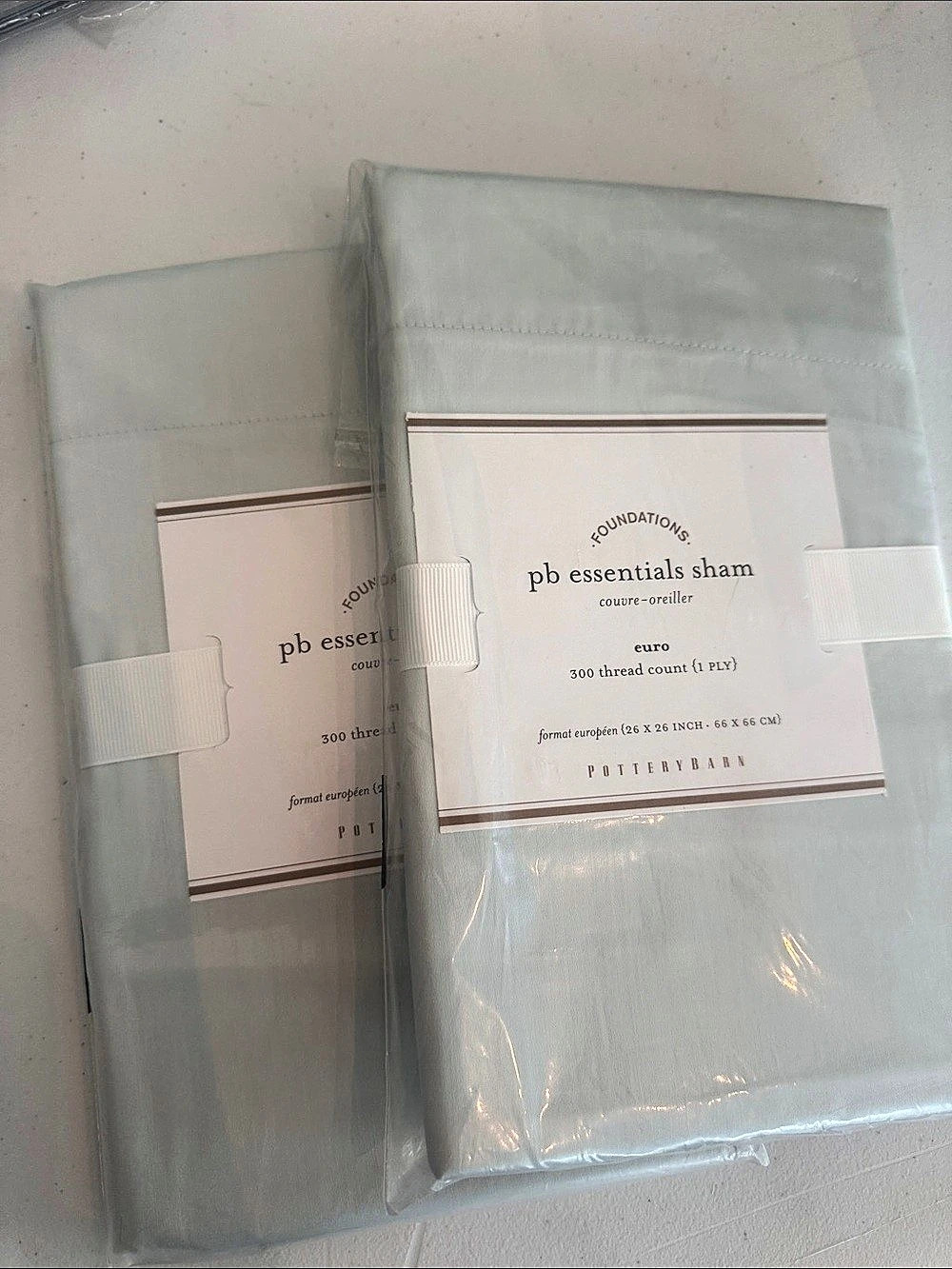 Pottery Barn PB Essentials Euro Sham 300 Thread Count Blue NWT